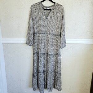 Old Navy Maxi Peasant Dress, Black & White, Size M